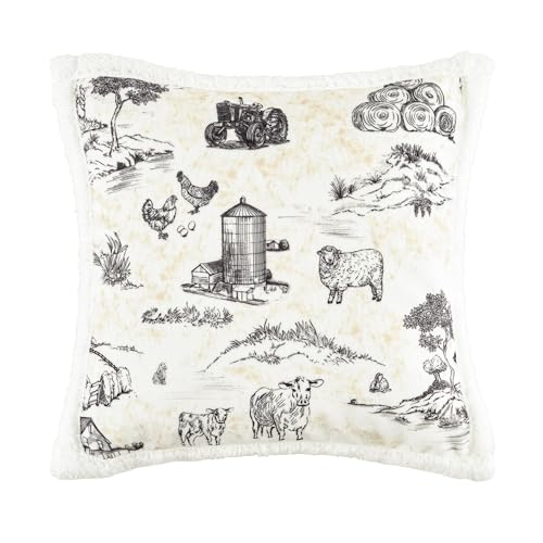Image of Paseo Road Indigo Hill by HiEnd Accents Farm Life 18x18 Brown Throw Pillow
