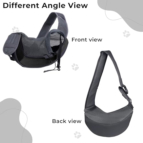 Image of Kraptick Pet Sling Carrier, Pet Carrier Bag for Shitzu Puppy, Cat, Rabbit with Comfortable Adjustable Pouch Single Shoulder Carry Tote Handbag for Pets, Large Size (Black)