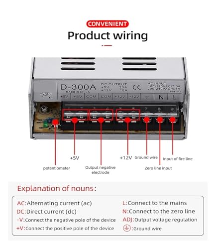 Alimentation double sortie 5V 12V D-300 pour éclairage publicitaire