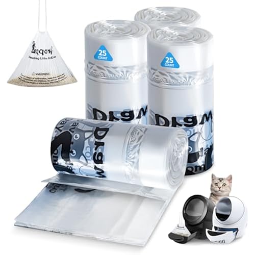 Litter Box Liners 100 Count - Compatible with Litter Robot 4 & 3, Leak-Proof Drawstring Waste Bags, Pre-Separated Clear Design (25.8" x 21"), Odor Control