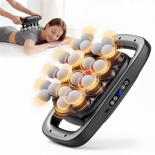 LIONVISON Massage Gun Deep Tissue: 20 Interactive Heads Electric Muscle Massager Gun with 50KG Force and 35mm Amplitude - Home Fitness Recovery Tool for Athletes and Gym Users