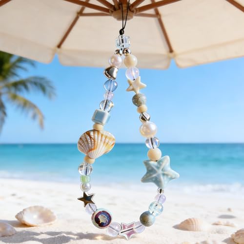 Image of Cute Beaded Camera Wrist Strap for Phone, Digital Camera Charm Lanyard, Pearl Beaded Chain for Bag Keychain Gift