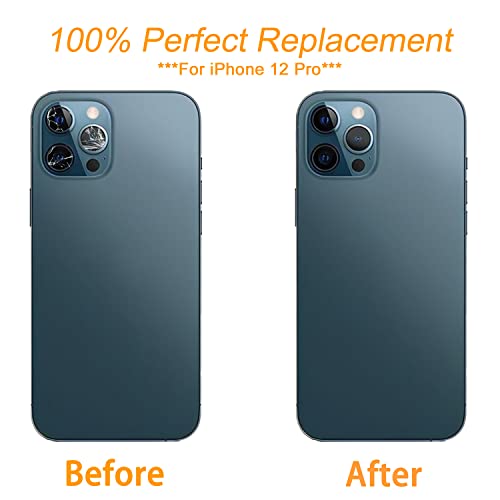 6Pcs Back Glass Camera Lens Replacement With Tool Kit & Rear Camera Cover For Iphone 12 Pro 6.1 Inch (Not 12 Pro Max) #TOP5