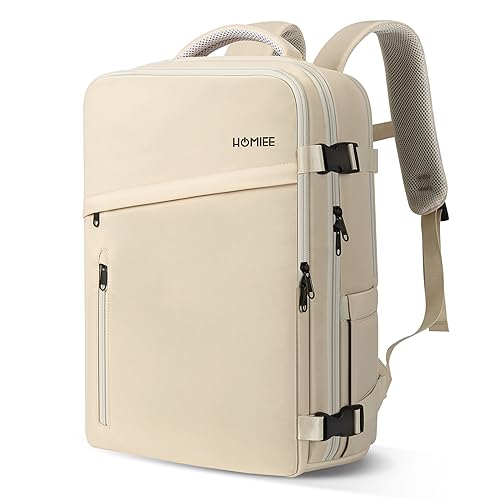 Sac a dos voyage avion cabine beige pour ordinateur 15,6 pouces