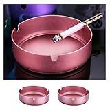 YOKIOU 2pcs Pink Ashtray Stainless Steel 3.9in Ash Holder for Home Office Hotel (Pink)