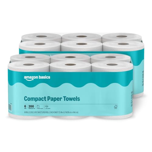 Amazon Basics Compact Paper Towel 200 sheets 12 ct