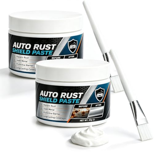 HIDRUO Metal Rust Repair Paste for Cars & Vehicle Chassis, Automotive Rust Converter & Corrosion Barrier Gel with Application Brush & Moisture Protection for Auto Undercarriage，2pcs