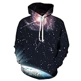 Bulex Mężczyźni fajna kosmos astronauta grafika realistyczny nadruk 3D nowość bluza z kapturem bluza z przodu kieszeń