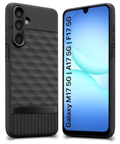 Image of WOW IMAGINE Back Cover for Samsung Galaxy M17 5G | A17 5G | F17 5G with Hexa Cube Design | Ultra Slim Soft Rubberised Case | Inner Velvet Fabric | Flexible Mobile Case | Camera Protection - Black