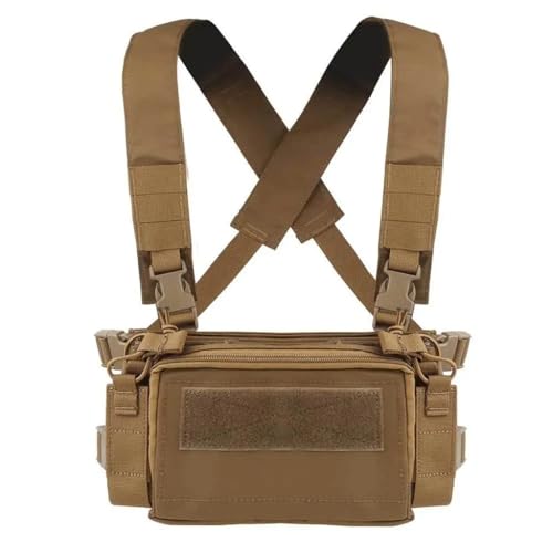 KLYso Tactical Airsoft Micro Chest Rig Multi-mission Deployment Hunting Vest Military Triple 556 Magazine Pouch Equipment (Color : T)