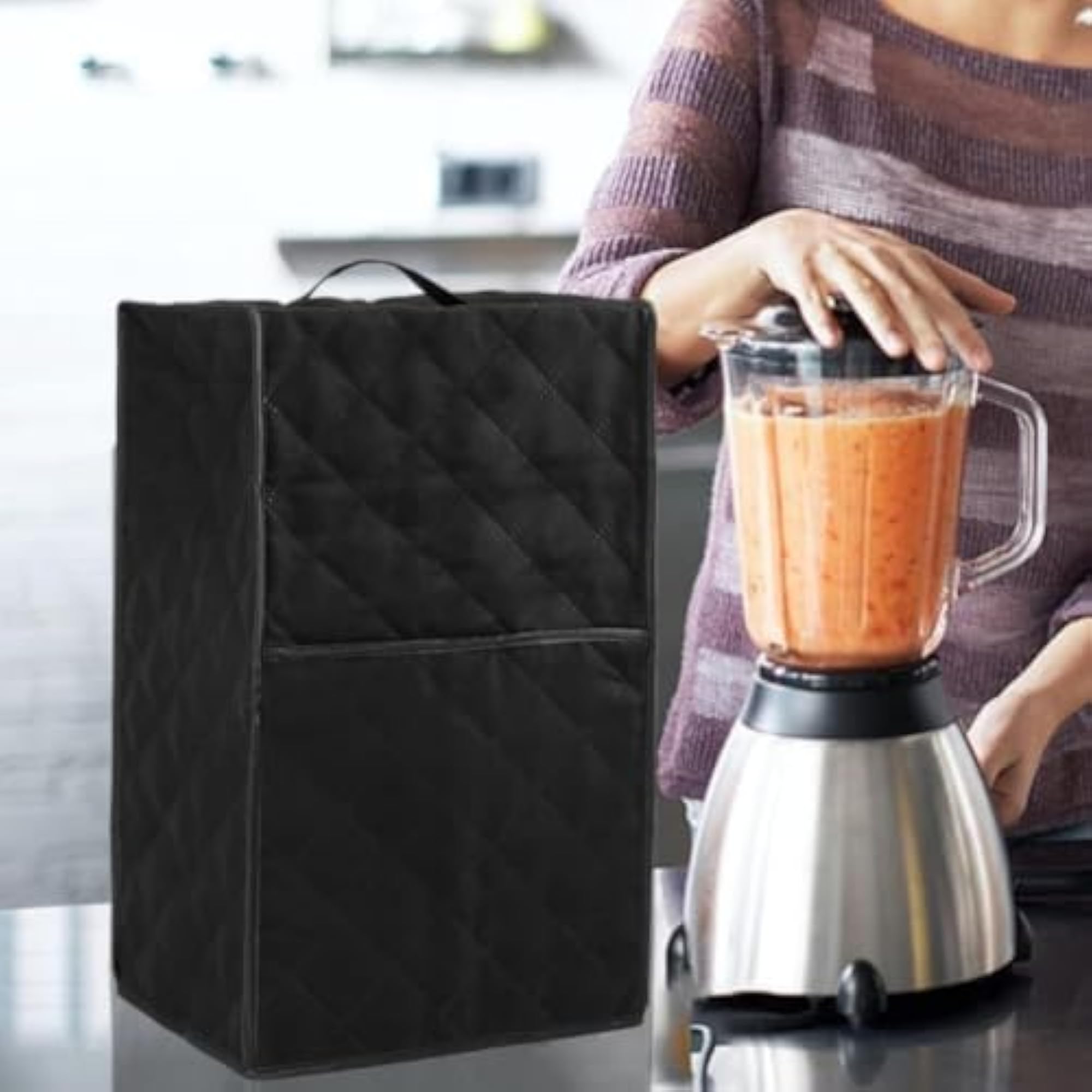 Machine Washable Quilted Blender Dust Cover, Black