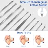 BUTBU Ohrenreiniger, 11 Stück Ohrenschmalz Entferner, Ear Cleaner Mit Vorratsbehälter, Edelstahl Tragbar Ohren Reinigung Set, Ohrreiniger für Erwachsene Jugendliche und Kinder, Ear Wax Removal(Silber)