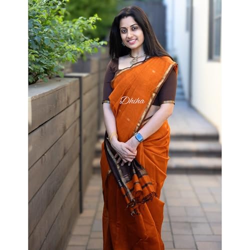 Image of Original Maheswari Cotton Silk Saree for Women | Kanjivaram Pure Silk Cotton Sari with Blouse | Zari Work | Tassels | Handloom Weave