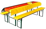Brandsseller Auflagenset für Bierzeltgarnituren 3-teilig 2 Bankauflagen gepolstert 220x25 cm und 1 Tischdecke 240x90 cm für alle gängigen Festzeltgarnituren Bierbankauflagen Outdoor - WM Gelb