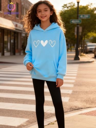 Image of WELAKEN Cotton Hoodie Sweatshirt for Girls Kids & Teens Long Sleeve Pullover with Kangaroo Pocket