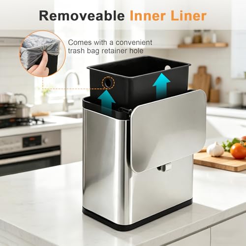 Mini bote de basura colgante para cocina 3 L acero inoxidable miniatura 6