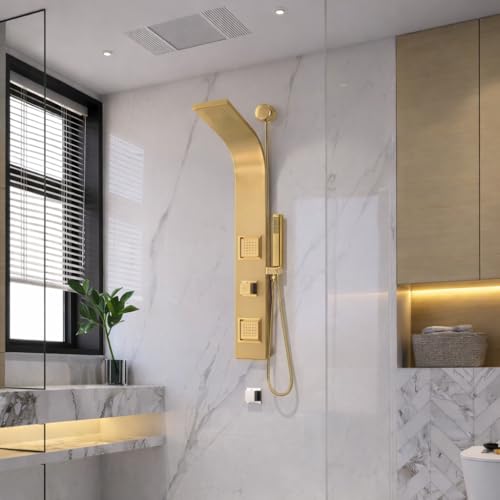 ANZZI 39" Shower Panel, Brushed Gold, Jetted by ANZZI - Used condition - Image 2
