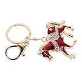 VALICLUD Llavero Colgante de Caballo Rojo Oscuro para Coche y Bolso, Accesorio Feng Shui del Zodiaco Chino 2026, Decoración Brillante para Mochila y Obsequio de Año