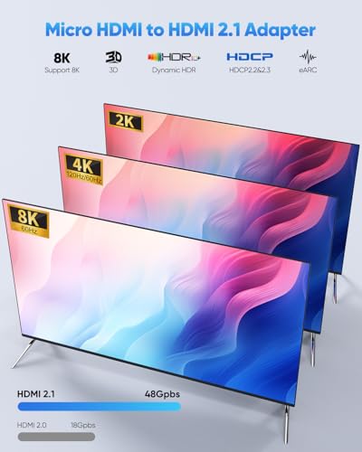 Adaptador Micro HDMI a HDMI 2 Pack 8K 48Gbps miniatura 6