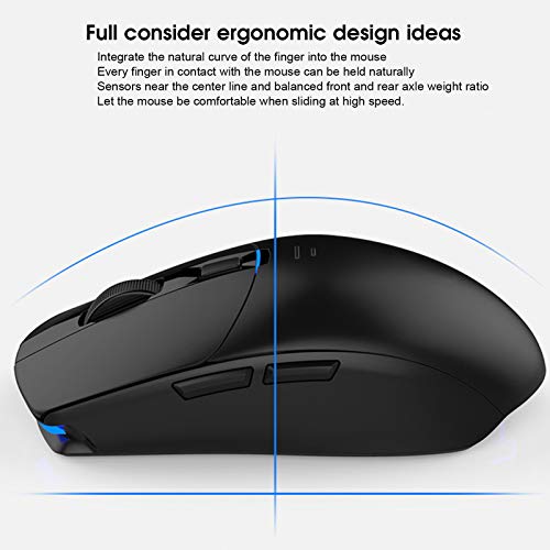 Rosvola Mouse, mouse para jogos de ajuste, 11,9 x 6,3 x 3,8 cm, luz LED portátil de 6 cores, 8 botõe
