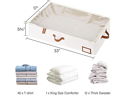 Storageworks Underbed Storage Box, Under Bed Clothes Organizer With Sturdy Structure And Ultra Thick Fabric, Ivory White, Large, 2 Pack, 33" L X 17" W X 5 ¾" H #TOP1