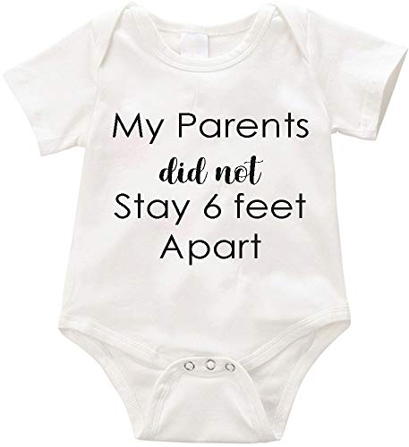 My Parents Did not stay 6 feet apart- Romper -Custom Personalized Birthday Baby Gift-Personalized-Gift (White, 6M)