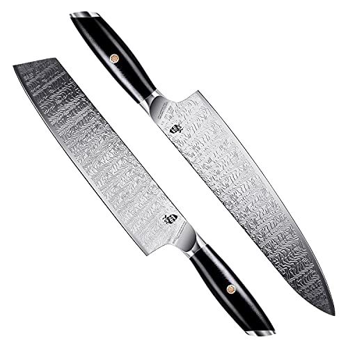Tuo Kiritsuke Knife 8.5 Inch &Chef Knife 10 Inch Aus-8 Japanese Steel With G10 Handle - Falcon S Series With Gift Box #TOP29