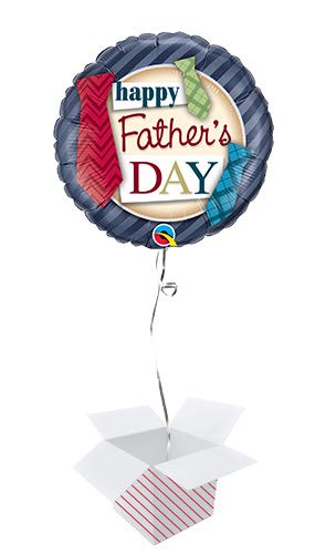 Father's Day Ties Round Foil Helium Qualatex Balloon - Inflated Balloon in a Box