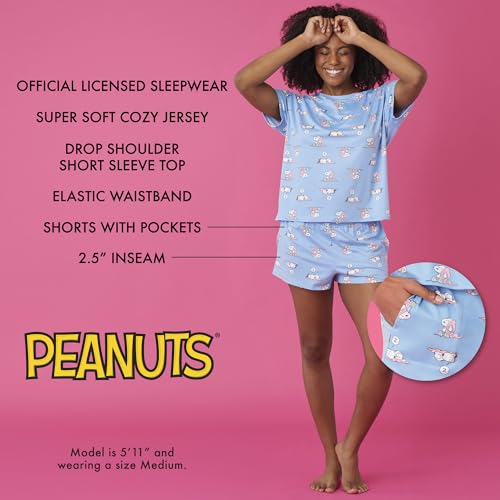 Image of Richard Leeds International Womens 2 Piece Pajama Set - Disney | Hello Kitty | Snoopy - Short Sleeve Top & Shorts Lounge Sets