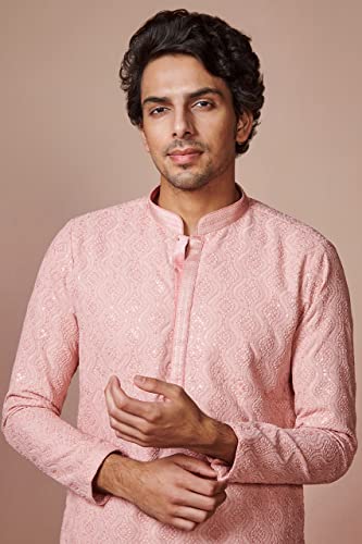 Image of Manyavar Men's Chikankari Sequin Work Kurta Set (2pcs)