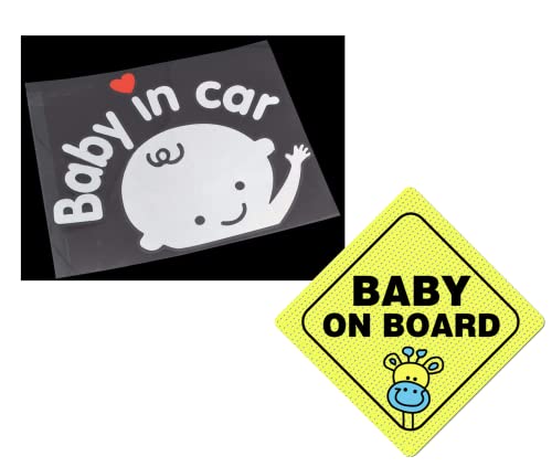 Image of CM Wealth 2pcs Baby On Board Sticker + See Thru Sign | Baby in Car Decal Reflective Silverlight | Best Safety Signs Set - Durable and Strong Adhesive (Baby+Seethru)