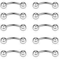 Gojewen 10 piezas Curva Barbells 16G Acero inoxidable 6mm Ceja