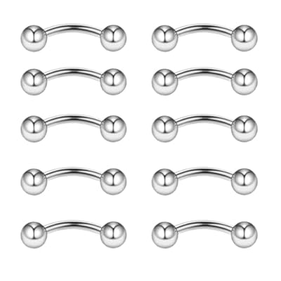 Gojewen 10 piezas Curva Barbells 16G Acero inoxidable 6mm Ceja Piercing para la Labio Daith Rook Hélix Septo Puente Ombligo Piercing | Ya disponible en tu tienda friki favorita! En mundofriki.es!