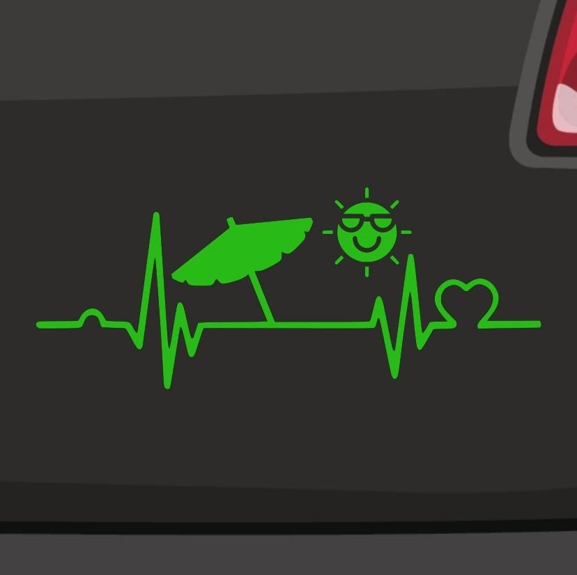 Herzschlag Sonne Aufkleber 20x8cm - Sommer Strand Urlaub Deko