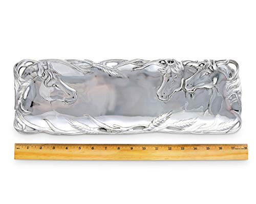 Arthur Court Designs Aluminum Horse Equestrian Oblong Tray 19 Inch X 6 Inch #TOP4