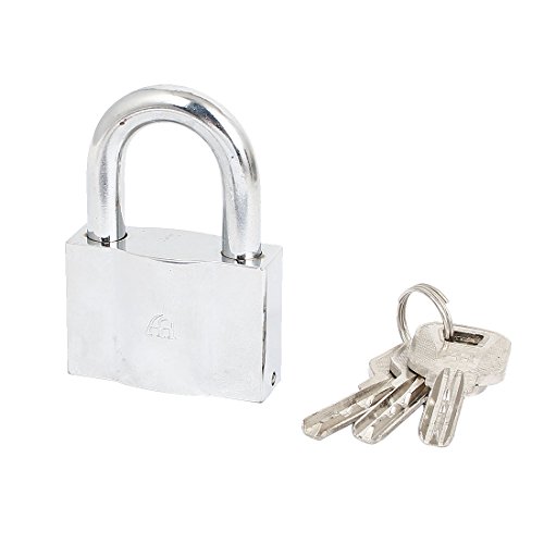 Image of Aexit Cabinet Door Padlocks & Hasps Drawer Closet 50mm Width Security Locking Padlock Silver Tone w Combination Padlocks 3 Keys