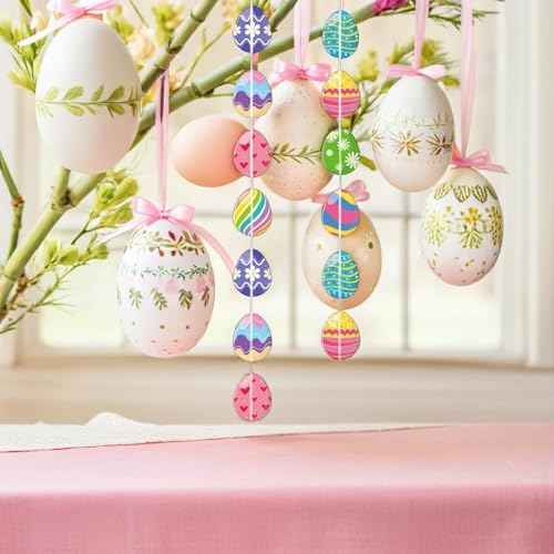 Guirnalda de huevos de Pascua con 8 serpentinas de papel para colgar 8