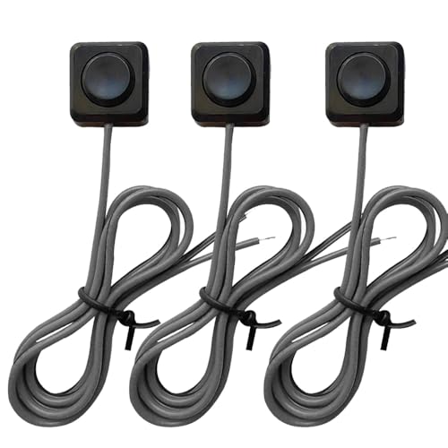 Guuzi 3pcs Interruttore a Pulsante Momentaneo a pasta 12V 24V,Interruttore Pulsante Momentaneo a Montaggio Superficiale Precablato 100cm con Copertura,Nastro Biadesivo Nessuna Perforazione Richiesta