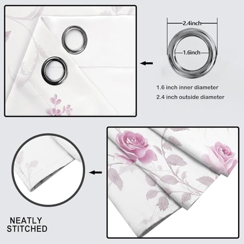 Rideaux occultants thermiques isolants à motif rose vintage pour chambre 140x175cm - 5