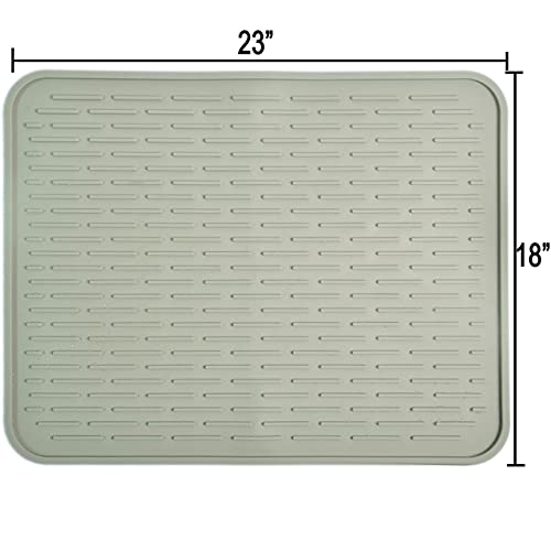 Dish Drying Mat – 23” x 18” Extra Large Silicone Drying Mats for Kitchen Counter, Beige Washable Rubber Drying Rack Mat for Dishes by Kindga - Thumbnail 3