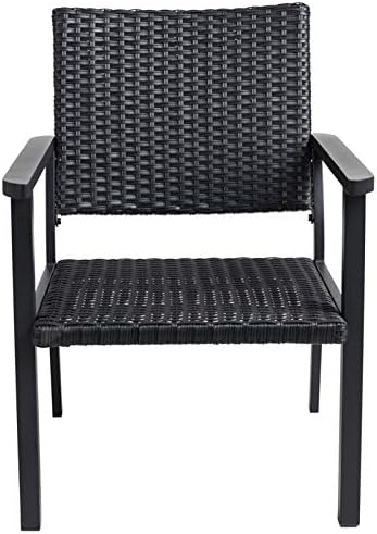C-Hopetree Outdoor Lounge Chair for Outside Patio Porch, Metal Frame, Black All Weather Wicker