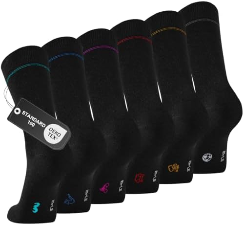 Effeet Socken Herren, 6/12 Paar, Business Crew-Socken, Nahtlos | 80% Baumwolle, Weich und Atmungsaktiv; Nahtlose Zehen, Elastischer Bund Sowie Verstärkte Ferse und Spitze für Allta