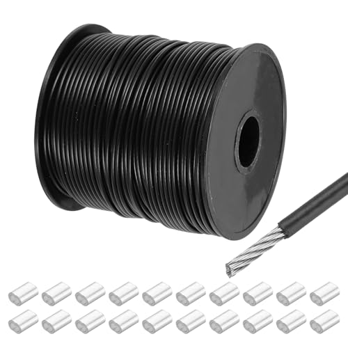 Câble métallique en acier inoxydable 304 gainé vinyle noir haute résistance 80 m