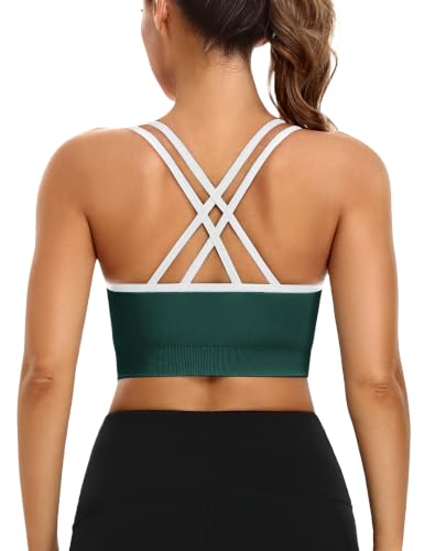 Image of VEQKING Strappy Cross Back Sports Bra for Women Removable Padded Yoga Bras | Multipack, Medium Support, Comfortable Seamless Wireless Design, Breathable Moisture-Wicking Fabric, Workout, Gym, Pilates