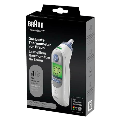 Braun ThermoScan 7 Ohrthermometer BRAIRT6520 | Age Precision Technologie | Farbcodiertes Digitaldisplay | Baby- und kleinkindfreundlich | Die #1 Marke bei Ärzten(1)