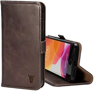 TORRO Phone Case Compatible With iPhone SE/8/7  Premium, Genuine Leather Cover with Card Slots and Horizontal Viewing Stand (Dark Brown)