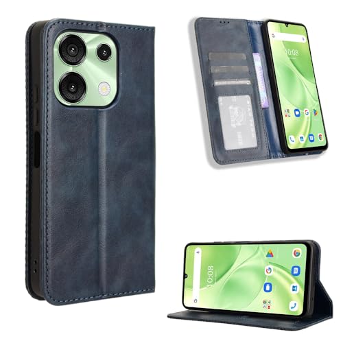 Coque Umidigi Note 90 portefeuille bleu pour déplacements quotidiens étui cuir rabat