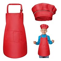 CWFUN Kids-Child's Schort en chef-kok hoed Set,Schorten voor Kinderen-Jongens Meisjes Verstelbare Aprons-Kinderen Kid's Keuken Koken en Bakken Wear(5-13 Jaar Oud