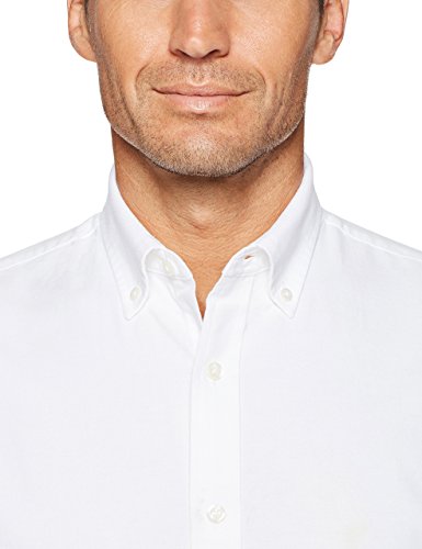 Amazon Essentials Men's Regular-Fit Long-Sleeve Oxford Shirt, White, Large #TOP4