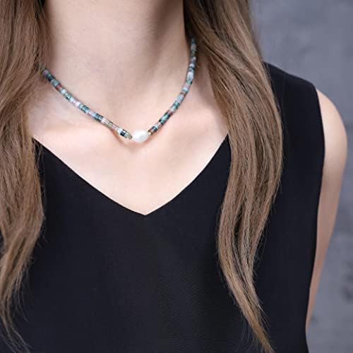 COAI Pearl Heishi Stone Beaded Choker Necklace for Women